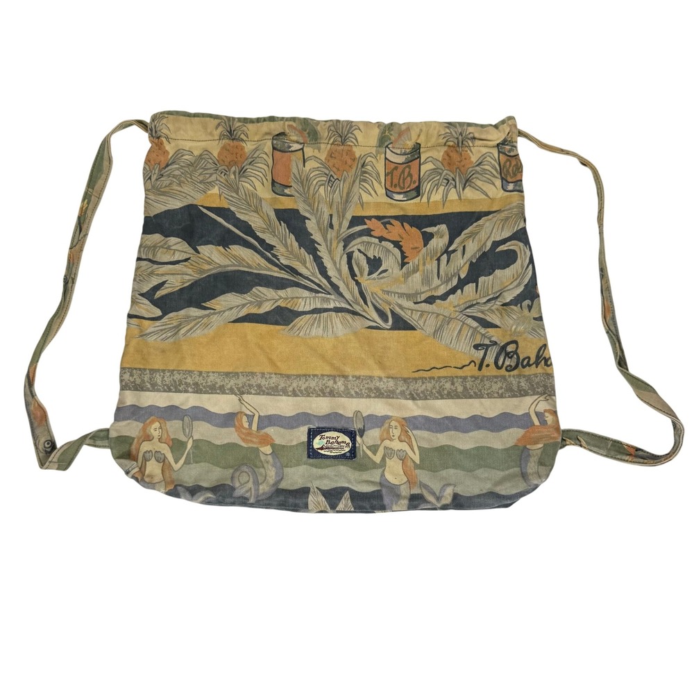 Tommy Bahama Tropical Mermaid Cinch Drawstring Backpack Cotton Canvas Bag